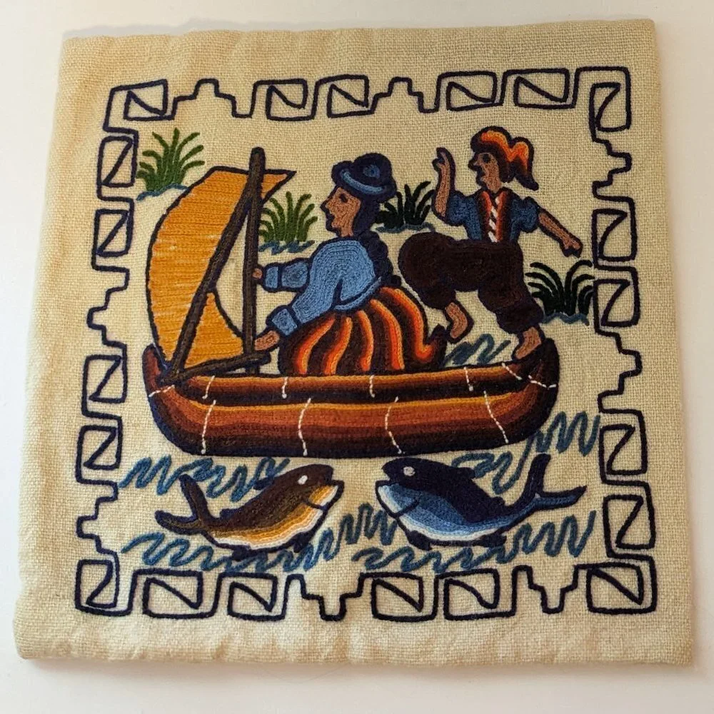 Vintage embroidered throw